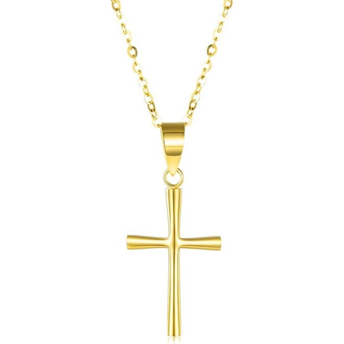 18K Real Gold Dainty Cross Necklace